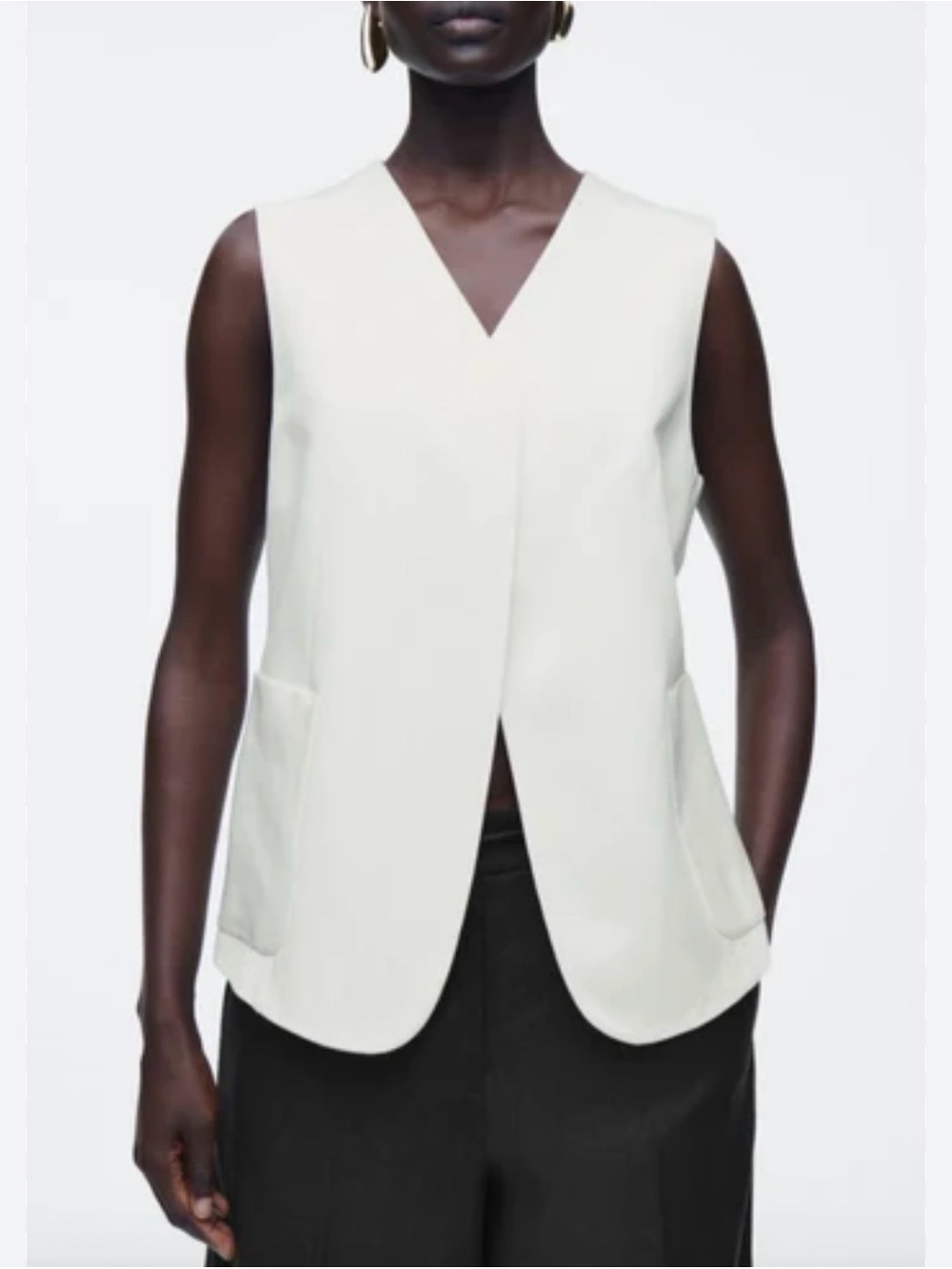 COS White Wrap Front Linen Blend Waistcoat